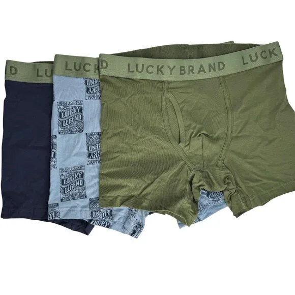 NEW Lucky Brand Sz Med 6'' Inseam 3-Pack Stretch Boxer Briefs Fly Pouch Tagless - Picture 3 of 14